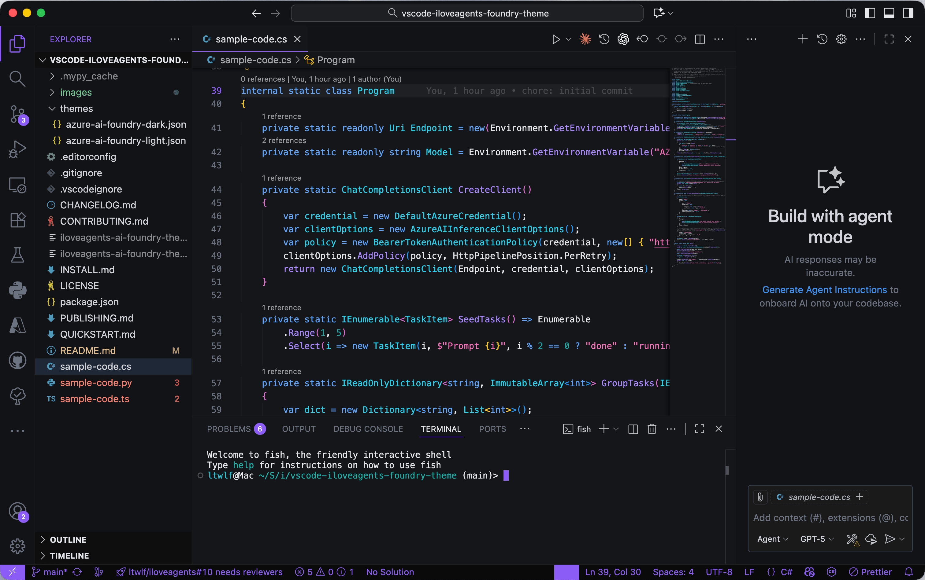 iLoveAgents VS Code theme in dark mode